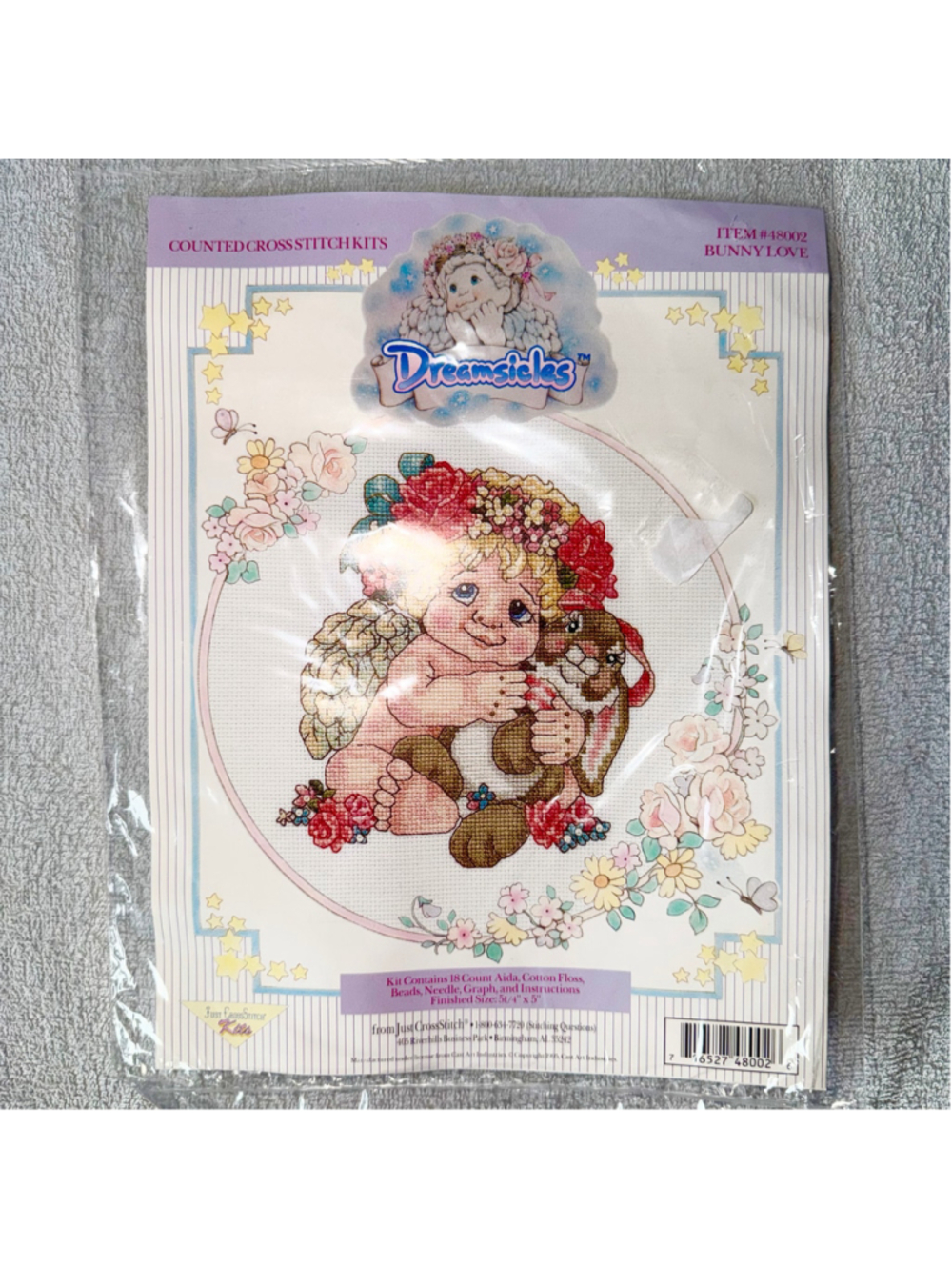 NOS Vintage 1995 Just Cross Stitch Dreamsicles Bunny Love Cross Stitch Kit